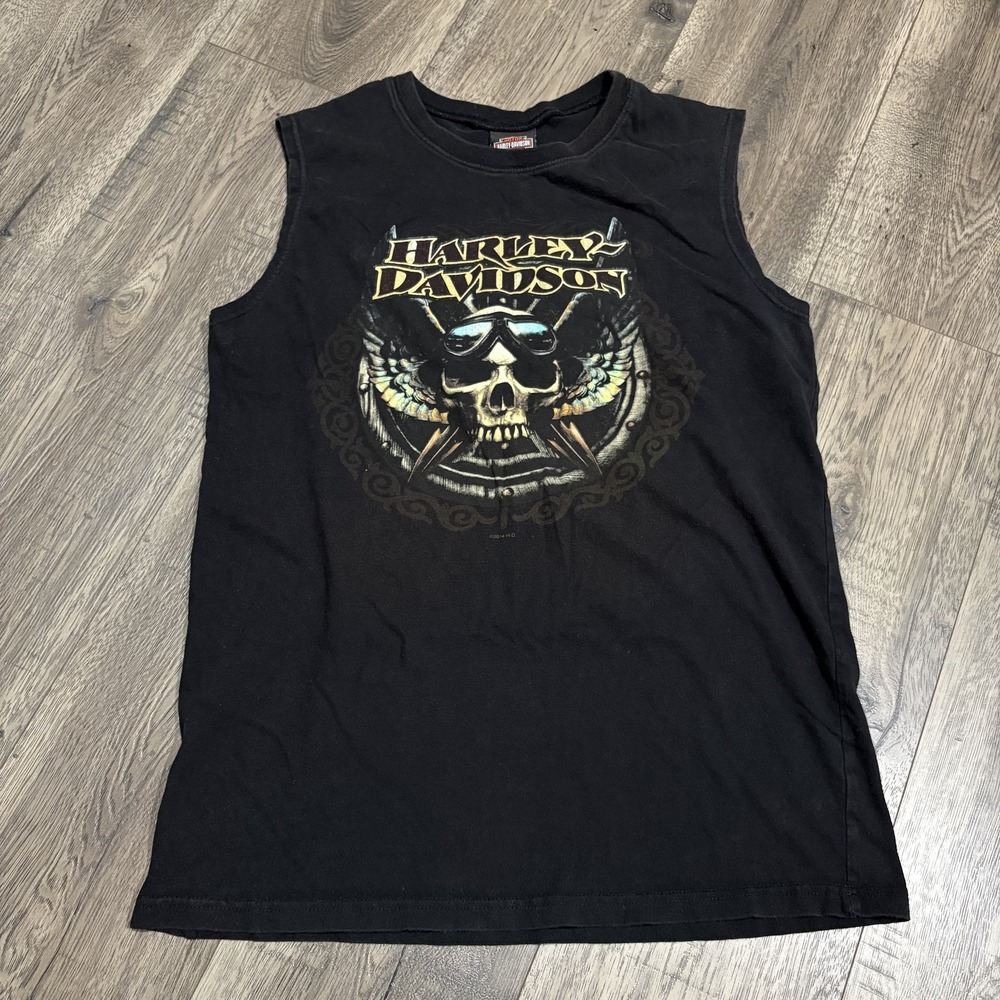 Harley-Davidson Shirt Mens M Black Sleeveless Skull Graphic Tee Kingston Canada